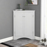 ZNTS White Triangle Bathroom Storage Cabinet with Adjustable Shelves, Freestanding Floor Cabinet for Home WF291467AAK