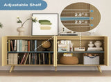 Sideboard Buffet Cabinet with Storage, Long Sideboard Storage Cabinet with 4 Doors, Wood Credenza W409P327407