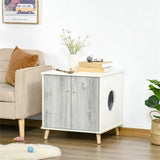 ZNTS 23.5" Wooden Cat Litter Box White End Table 16998674