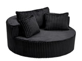 Oversized Round Swivel Accent Chair with Plush Upholstery & Matching Throw Pillows-Black W487P540558