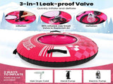 600D Waterproof Oxford Cloth Snow Sled, Reinforced Handles Removable Tow Strap for Adults Kids-Pink 79569343