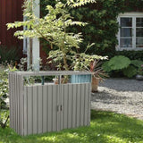 Garbage Bin Shed Stores 2 Trash Cans Metal Outdoor Bin Shed for Garbage Storage,Stainless Galvanized W540133888