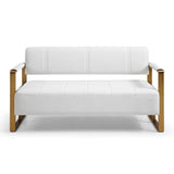 57.9" Width Modern Upholstery Faux Bonded Leather Loveseat Sofa Living Room Accent Love Seats W1117142873