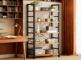 5-Tier Bookshelf 62"x24" Industrial Storage Shelf Free Standing Bookcase Metal Frame Bookcase with 82334729