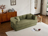 Convertible Sleeper Sofa Bed with Cylindrical Pillow, Corduroy Folding Mattress Couch with W3434P378558