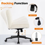 ZNTS Office chair with wheels, armless office chair, Teddy velvet wide seat home office chair, cute W1521P176388