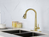 Gold Kitchen Faucets with Pull Down Sprayer, Kitchen Sink Faucet with Pull Out Sprayer,Fingerprint 93404954