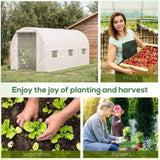 Outdoor Walk-In Tunnel Greenhouse Hot House with Roll-up Windows, Zippered Door, PE Cover 11.5' x 64512980