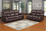 Comfortable Double Reclining Sofa 1pc Brown Color Bonded Leather Match Solid Wood Plywood Frame B01166579