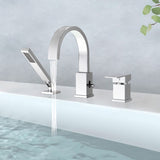 Waterfall Bathtub Faucet with Sprayer, 3-Hole Roman Filler with Hand Shower Deck Mount Waterfall W1224P206114