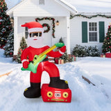 7.5FT Lighted Christmas Inflatable Decoration, Inflatable Black Santa Playing Electric Guitar, Funny 18659500