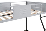 ZNTS Metal Twin over Full Bunk Bed/ Heavy-duty Sturdy Metal/ Noise Reduced/ Safety Vent Board Guardrail/ 69082850