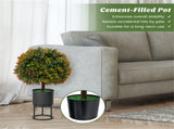 2-Pack 22" Artificial Topiary Ball Tree - 15" Boxwood BallsOrange Fruits, PE/PVCCement, 80983090