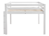 Elevated Cross Bracing Straight Ladder Twin Pine Wooden Bed White 69928690