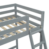 ZNTS Twin Size High Loft Bed with inclined Ladder, Guardrails,Grey W504P143320