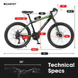 ZNTS S26102 26 Inch Mountain Bike, Shimano 21 Speeds with Mechanical Disc Brakes, High-Carbon Steel W1856108876