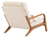High Back Solid Wood Armrest Backrest Iron Frame Linen Indoor Leisure Chair 31656855
