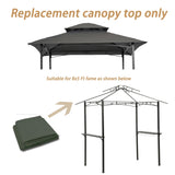 ZNTS 8x5Ft Grill Gazebo Replacement Canopy,Double Tiered BBQ Tent Roof Top Cover,Grey [Sale to Temu is 16993600