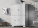 Tall and Wide Storage Cabinet with Doors for Bathroom/Office, Three Drawers, White 17634715
