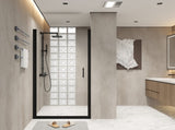 34"x 72" Pivot Shower Door, Matte Black Aluminum Frame, Half Frame ,1/4" Tempered Glass W1675P295822