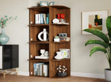 Tall Display Cabinet with Fluted Glass Doors, Freestanding Bookcase and Open Shelves, Modern Accent W331P533618