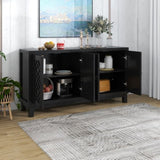 ZNTS Large Storage Space Sideboard, 4 Door Buffet Cabinet with Pull Ring Handles for Living, Dining 15869151