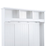 U-Can 5-in-1 Entryway Bench with Shutter-shaped doors, Coat Rack, Cushion and 4 Sturdy Hooks, 47.2'' WF311556AAK