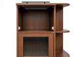 Tall Display Cabinet with Fluted Glass Doors, Freestanding Bookcase and Open Shelves, Modern Accent W331P533618
