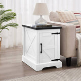 Farmhouse end table Nightstand Rectangular Farmhouse End Table with Barn Door and Adjustable Storage W2275P192793