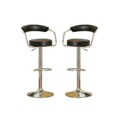 ZNTS Set of 2 Black Faux Leather Bar Stools SR011559