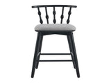 Doria Indoor Wooden Barstool, Black Finish With Grey Upholstery, Set of 2 N775P299416B