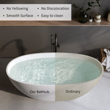59'' Solid Surface Matte Tub, Solid Surface Soaking Tub, Stone Resin Freestanding Bathtub, Thick W2753P191209