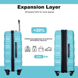 Expandable 3 Piece Luggage Sets PC Lightweight & Durable Suitcase with Two Hooks, Spinner Wheels, W284104377