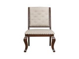 Set of 2 Cream Fabric Upholstered Dining Chairs, Barley Java B016P225455
