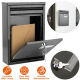 Wall Mount Mailbox Lockable Galvanized Iron Letter Post Box Locking Security Drop Box with 2 Keys 51463997