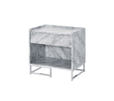 Azrael White Printed Faux Marble & Chrome Finish Accent Table B2726P340578