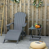 3-Piece Folding Adirondack Chair with Ottoman and Side Table, Outdoor Wooden Fire Pit Chairs w/ W2225142506