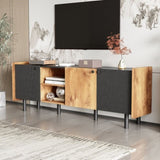 Mid Century TV Stand 3 Cabinets, Media Console Table for TVs up to 70'', Entertainment Center N710P180186B