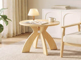 Round Side, 23.6 Inch Circular End with Curved Cross Legs, Melamine Laminated MDF Accent 28801584