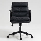 Office Chair,Mid Back Home Office Desk Task Chair with Wheels and Arms Ergonomic PU Leather Computer W1143133924