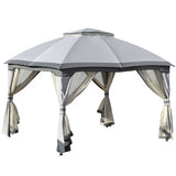 10' x 12' Outdoor Gazebo, Patio Gazebo Canopy Shelter w/ Double Vented Roof, Zippered Mesh W2225142547