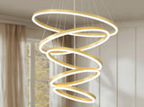 Modern 5 Rings Chandelier with Remote Control, Dimmable LED Chandelier with 3 Color Temperature, W5008P541398