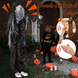 8.5ft Halloween Grim Reaper Decoration - Sound-Activated Design, Glowing Eyes, Tattered Garb & 87215514
