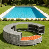 Outdoors Hot Tub Surround Gray Poly Rattan /poly rattan hot tub surround 81126666