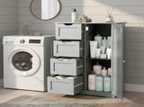 Gray MDF with melamine veneer, 56*30*80cm, 4 drawers, 1 door, bathroom vanity 04162468