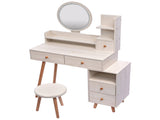 CRAZY ELF Stylish Vanity Table Cushioned Stool, Touch Control LED Mirror, Large Capacity Storage W936110479