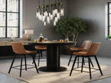 26 in. Swivel Counter Stool - Brown Vegan Leather Seat, Black Metal Frame, 1PC B2751P610243