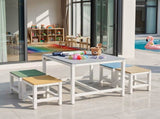 5-piece children's patio table and chair set , 29.5 inches, blue-khaki, light 78524061