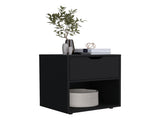 19.7" High Nightstand End Table with Open Shelf,Black B097P167408