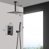 ZNTS Ceiling Mounted Shower System Combo Set with Handheld and 12"Shower head TH6006-12MB